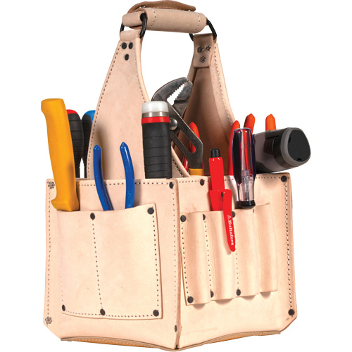Porte-outils pour &eacute;lectricien et travaux d'entretien, Cuir, 17 pochettes, Beige Distribution Jean Lapalme