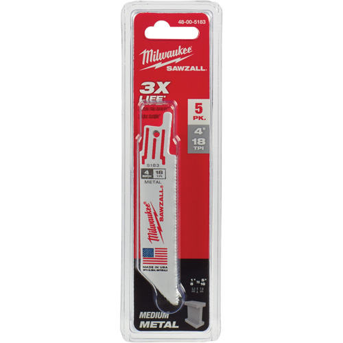Lame de scie alternative Sawzall, Bim&eacute;tal, 18 Dents par pouce, 4" lo x 3/4" la Distribution Jean Lapalme