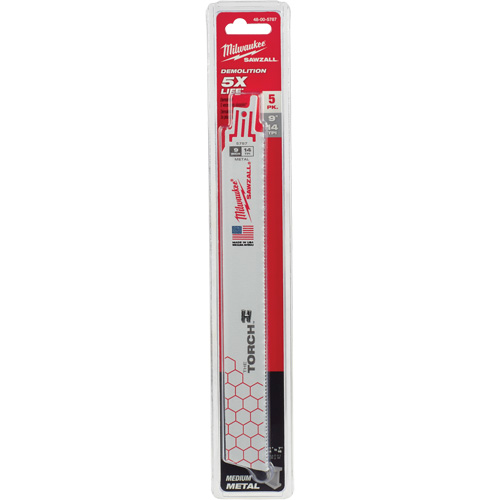 Lames The Torch Sawzall, Bim&eacute;tal, 14 Dents par pouce, 9" lo x 1" la Distribution Jean Lapalme