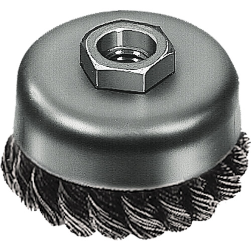 Brosse boisseau &agrave; fil nou&eacute;, 3" dia. x 5/8"-11 arbre Distribution Jean Lapalme
