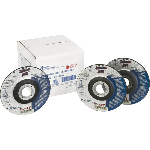 Cut-Off Wheel, 4-1/2" x 0.045", 7/8" Arbor, Type 27, Aluminum Oxide/Ceramic, 13500 RPM Distribution Jean Lapalme