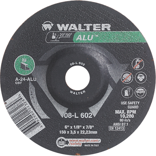 Depressed Centre Grinding Wheels - Aluminium Type 27, 6" x 1/8", 7/8" Arbor, Type 27 Distribution Jean Lapalme