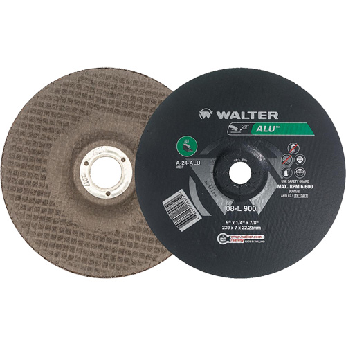Aluminium Depressed Centre Grinding Wheels, 9" x 1/4", 7/8" Arbor, Type 27 Distribution Jean Lapalme