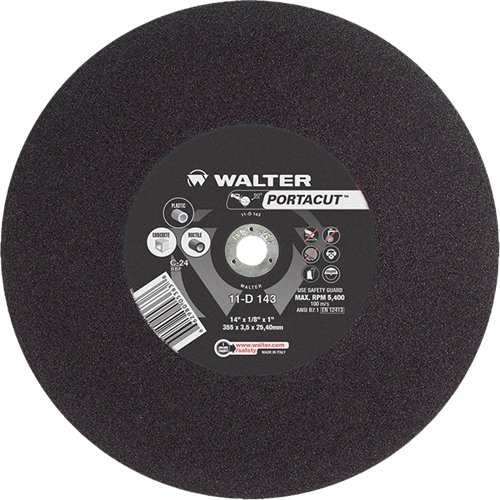 Portacut High Speed Cut-Off Wheel, 14" x 1/8", 1" Arbor, Type 1, Silicon Carbide, 5400 RPM Distribution Jean Lapalme