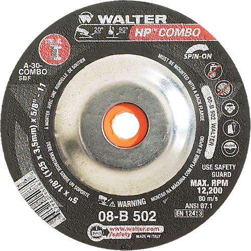 HP Combo Spin-On Combination Wheel, 5" x 1/8", 5/8"-11 Arbor, Type 27S Distribution Jean Lapalme