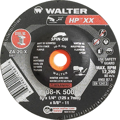 Double-X Depressed Centre Grinding Wheel, 5" x 1/4", 5/8"-11 Arbor, Type 27S Distribution Jean Lapalme