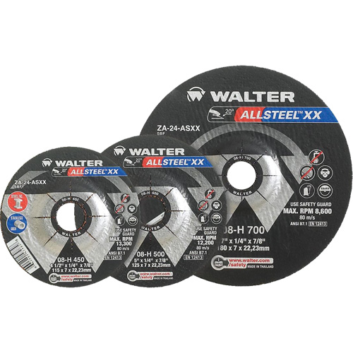Meules &agrave; moyeu d&eacute;port&eacute; ALLSTEEL Xtra, 9" x 1/4", Arbre 7/8", Type 27 Distribution Jean Lapalme