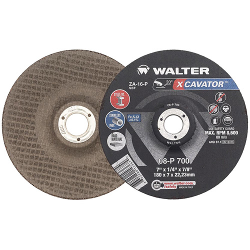 XCAVATOR Grinding Wheel, 7" x 1/4", 7/8" Arbor, Zirconium, Type 27 Distribution Jean Lapalme