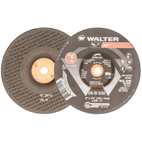 HP Grinding and Cutting Wheel, 6" x 1/4", 5/8"-11 Arbor, Aluminum Oxide, Type 27 Distribution Jean Lapalme