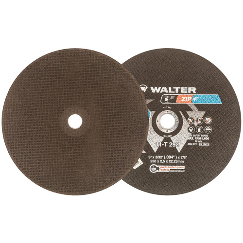 Meule &agrave; tronçonner pour usage intensif Zip+Xtra, 9" x 3/32", Arbre de 7/8", Type 1, Oxyde d'aluminium, 6600 Tr/min Distribution Jean Lapalme