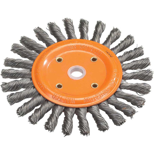 Disque &agrave; fils nou&eacute;s torsad&eacute;s d'&eacute;tabli, Dia. 8", Fils 0,0118", Arbre 5/8", Acier Distribution Jean Lapalme