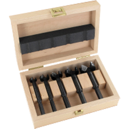 Trousses de m&egrave;ches Forstner Bormax dans un boîtier en bois, 5 morceaux, Acier &agrave; haute teneur en carbone Distribution Jean Lapalme