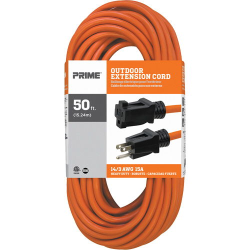 Vinyl Extension Cord, Outdoor, SJTW, 14/3 AWG, 15 A, 50' Distribution Jean Lapalme