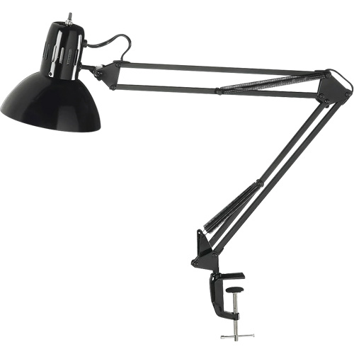 Swing Arm Clamp-On Desk Lamps, 100 W, Incandescent, C-Clamp, Black Distribution Jean Lapalme