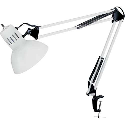 Swing Arm Clamp-On Desk Lamps, 100 W, Incandescent, C-Clamp, 36" Neck, White Distribution Jean Lapalme