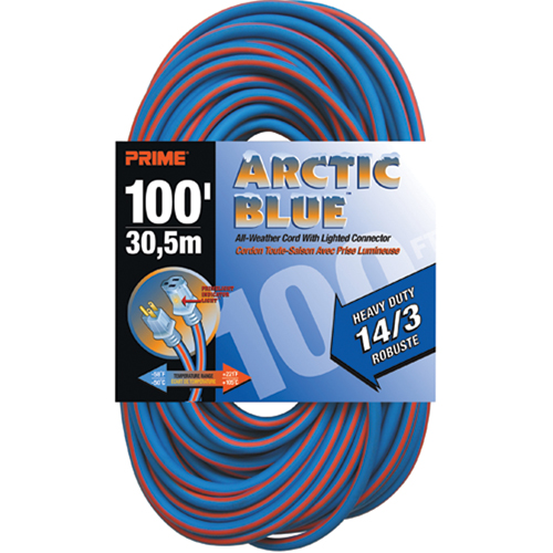 Arctic Blue Extension Cord, All-Weather, SJEOW, 14/3 AWG, 13 A, 100' Distribution Jean Lapalme
