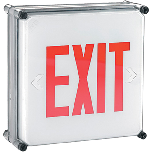 Enseignes Exit Aqua NEMA 4x, DEL, &agrave; raccordement fixe, 11-3/4" lo x 11-3/4" la, Anglais Distribution Jean Lapalme