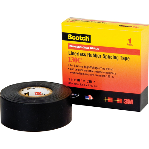 Rubans isolants en caoutchouc sans doublure Scotch 130C, 25,4 mm (1") x 9,14 m (30'), Noir Distribution Jean Lapalme