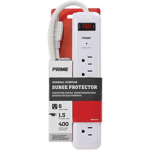 Surge Protector, 6 Outlets, 400 J, 1875 W, 2' Cord Distribution Jean Lapalme