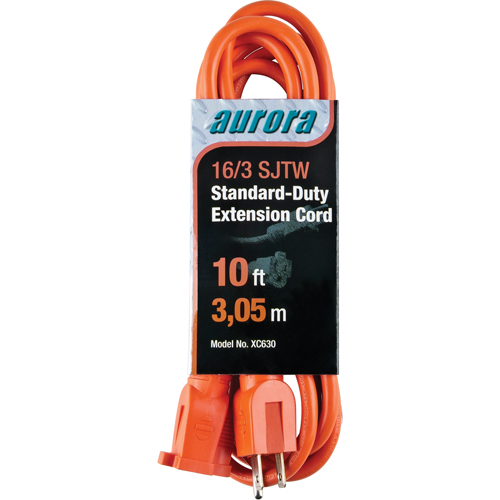 Extension Cord, Indoor/Outdoor, SJTW, 16/3 AWG, 13 A, 10' Distribution Jean Lapalme