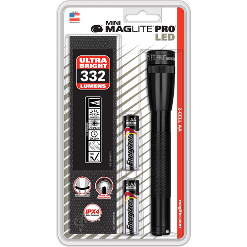 Lampes de poche Mini Pro, DEL, 332 lumens, Piles AA Distribution Jean Lapalme