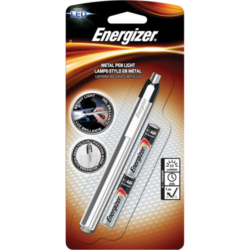 Pen Light, LED, 35 Lumens, Aluminum Body, AAA Batteries, Included Distribution Jean Lapalme