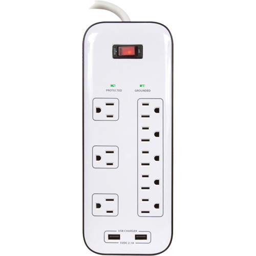 USB Charging Surge Protectors, 8 Outlets, 2400 J, 1875 W, 6' Cord Distribution Jean Lapalme