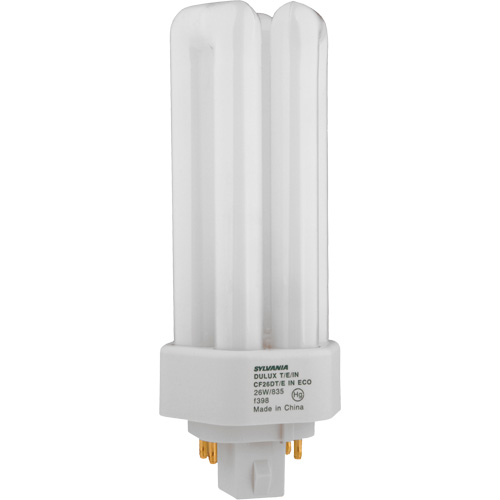 Dulux&reg; D/E/IN Amalgam Triple-Tube Compact Fluorescent Lamp, T (T4), 42 W, 4100 K, G24Q-4 Base, 16000 hrs. Distribution Jean Lapalme