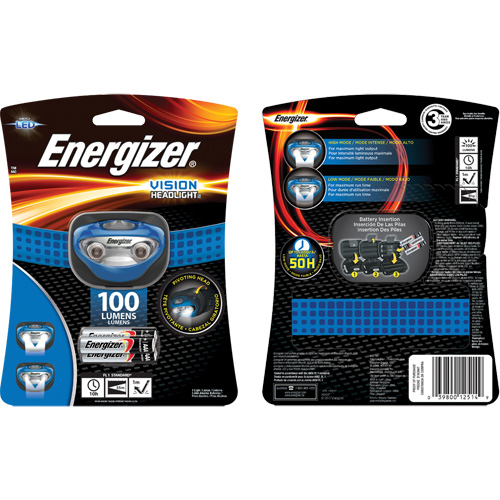 Vision Headlamp, LED, 100 Lumens, 10 Hrs. Run Time, AAA Batteries Distribution Jean Lapalme