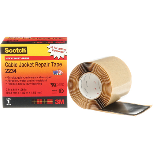 Scotch&reg; Cable Jacket Repair Tape, 51 mm (2") x 1.8 m (6'), Black, 60 mils Distribution Jean Lapalme
