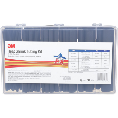 Tube thermor&eacute;tractable, Paroi mince, 6", 1" (2,54cm) - 0,1875" (0,48cm) Distribution Jean Lapalme