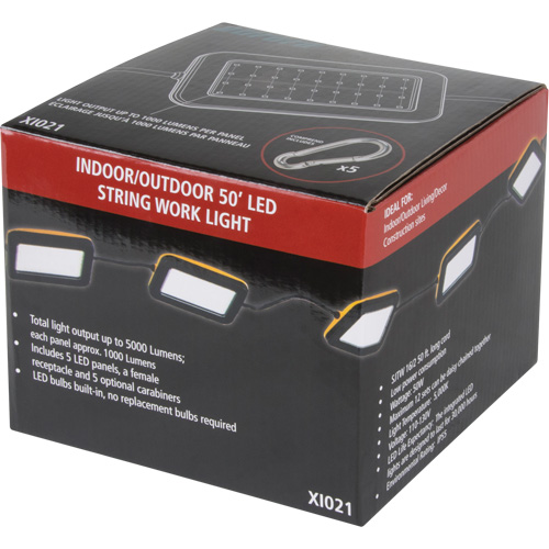 LED String Work Lights, 5 Lights, 50' L, Plastic Housing Distribution Jean Lapalme