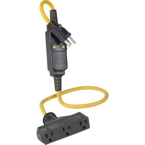 Rallonge et connecteur DDFT en ligne &agrave; trois branchements, 120 V, 15 A, Cordon de 3' Distribution Jean Lapalme