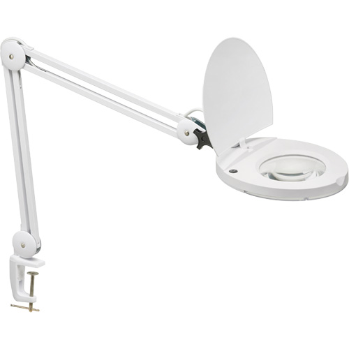 Adjustable Magnifier Lamp, 5 Diopter, LED Light, 47" Arm, C-Clamp, White Distribution Jean Lapalme
