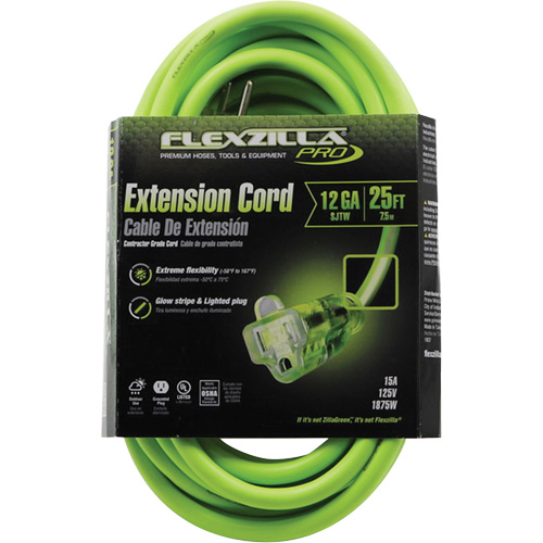 Cordon rallonge industriel Flexzilla Pro, Toutes saisons, SJTW, AWG 12/3, 15 A, 25' Distribution Jean Lapalme