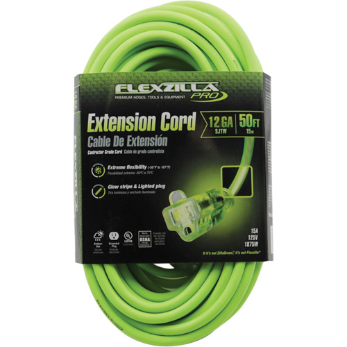 Cordon rallonge industriel Flexzilla Pro, Toutes saisons, SJTW, AWG 12/3, 15 A, 50' Distribution Jean Lapalme