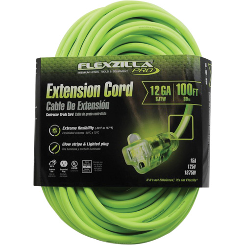 Flexzilla&reg; Pro Industrial Extension Cord, All-Weather, SJTW, 12/3 AWG, 15 A, 100' Distribution Jean Lapalme