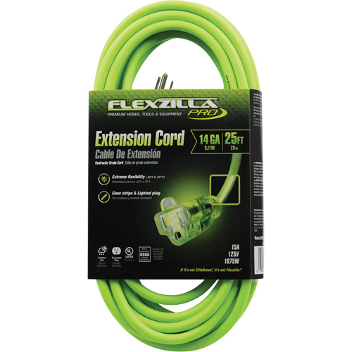 Cordon rallonge industriel Flexzilla Pro, Toutes saisons, SJTW, AWG 14/3, 15 A, 25' Distribution Jean Lapalme