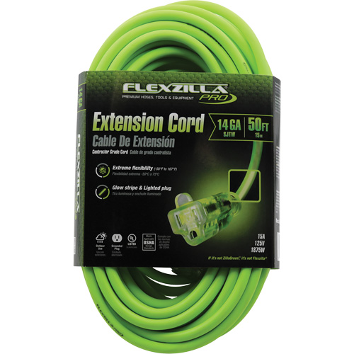 Cordon rallonge industriel Flexzilla Pro, Toutes saisons, SJTW, AWG 14/3, 15 A, 50' Distribution Jean Lapalme
