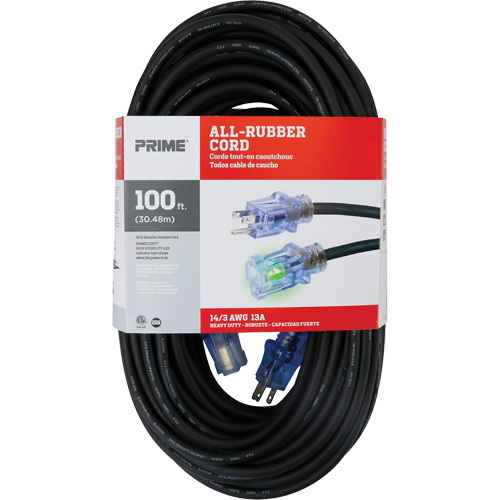 All-Rubber Extension Cord, Outdoor, SJOOW, 14/3 AWG, 15 A, 100' Distribution Jean Lapalme