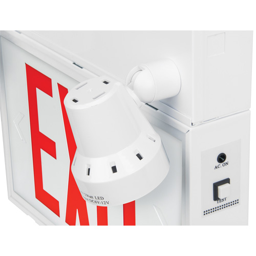 Enseigne de sortie avec &eacute;clairage de s&eacute;curit&eacute;, DEL, &agrave; piles/&agrave; raccordement fixe, 12-1/10" lo x 11" la, Anglais Distribution Jean Lapalme