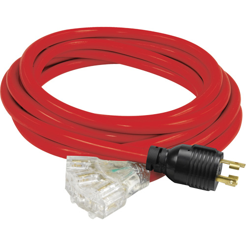 Rallonge pour g&eacute;n&eacute;ratrice avec triple fiche, STW, AWG 10, 3 prise(s), 25' Distribution Jean Lapalme