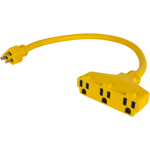 Adaptateur de rallonge d'alimentation, Ext&eacute;rieur, STOW, AWG 12/3, 15 A, 3 prise(s), 2' Distribution Jean Lapalme