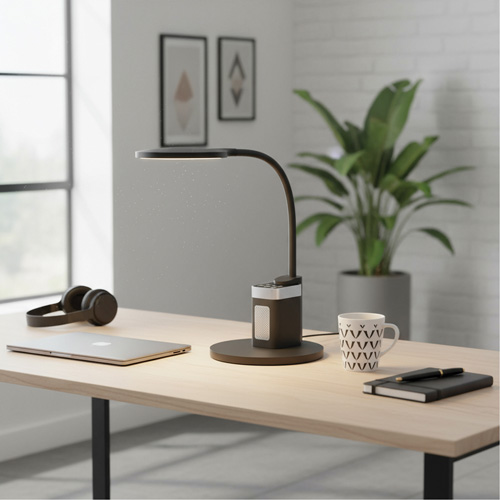 Lampe de table avec haut-parleur Bluetooth, 10 W, DEL, Col 14-3/4", Noir Distribution Jean Lapalme