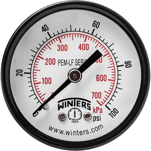 Manom&egrave;tre &eacute;conomique,  2", 0 - 100 psi, Fixation arri&egrave;re, Analogique Distribution Jean Lapalme