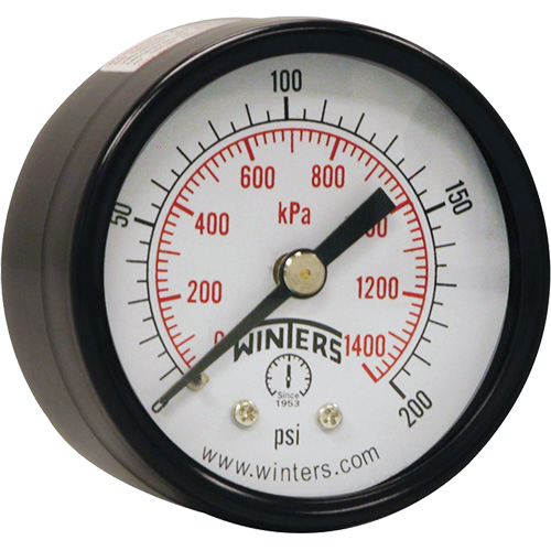 Economy Pressure Gauge, 2" , 0 - 200 psi, Back Mount, Analogue Distribution Jean Lapalme