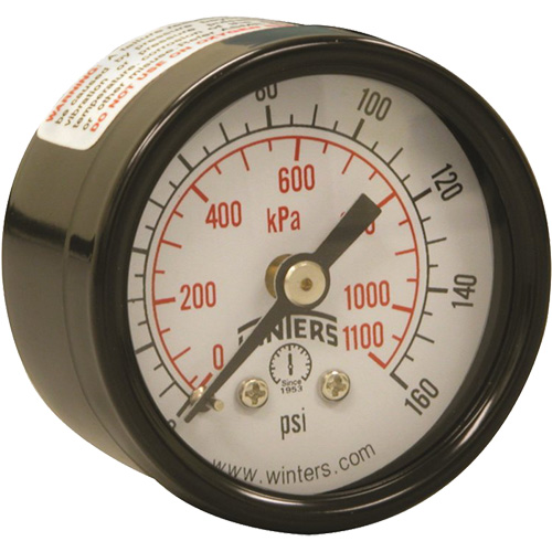 Economy Pressure Gauge, 1-1/2" , 0 - 160 psi, Back Mount, Analogue Distribution Jean Lapalme