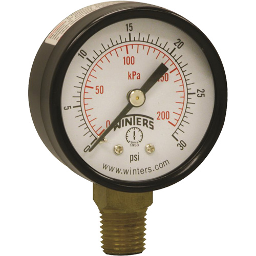 Manom&egrave;tre &eacute;conomique,  2", 0 - 30 psi, Fixation inf&eacute;rieure, Analogique Distribution Jean Lapalme