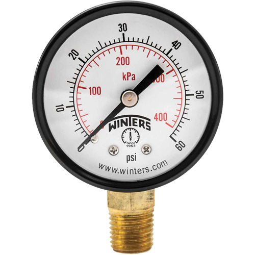 Manom&egrave;tre &eacute;conomique,  2", 0 - 60 psi, Fixation inf&eacute;rieure, Analogique Distribution Jean Lapalme