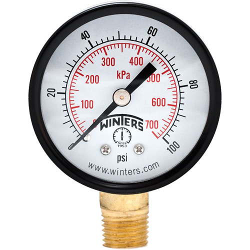 Manom&egrave;tre &eacute;conomique,  2", 0 - 100 psi, Fixation inf&eacute;rieure, Analogique Distribution Jean Lapalme